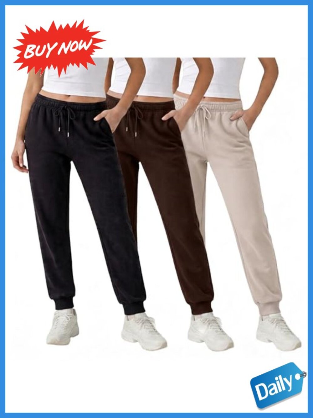 Fleece Joggers Slim Fit Tapered Sweatpants Deep Pockets 3 Pack